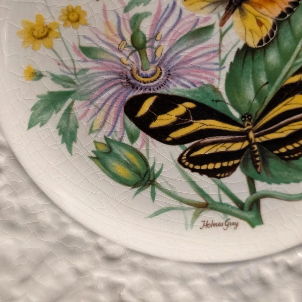 Royal Cauldon Bristol Porcelain Plates‎ Set of 5 Holmes Gray Butterfly Designs